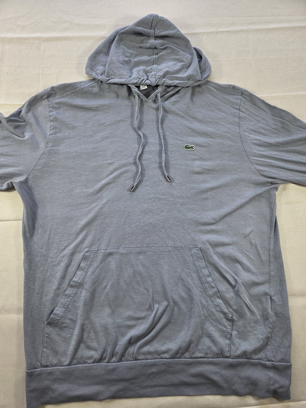 Lacoste Men's XL Lightweight Pullover Hoodie Blue Gray 100% Cotton Regular Fit